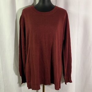 NWT New York & Co. Maroon Puff Shoulder Bishop Sleeve Round Neck Sweater
